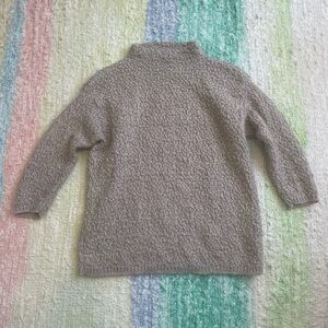 Vintage Half-Sleeve Mock-Neck Beige/Tan Sweater, Part Mohair